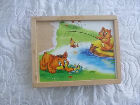 Drevené kocky - mačky, 