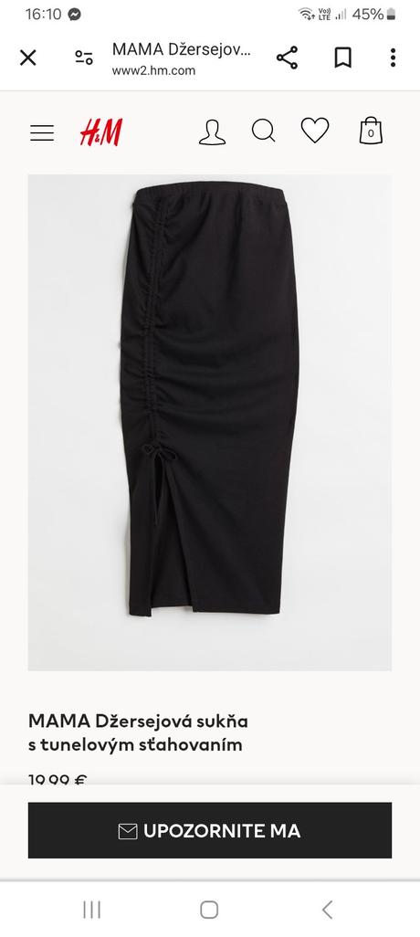 Tehotenská sukňa, h&m,l