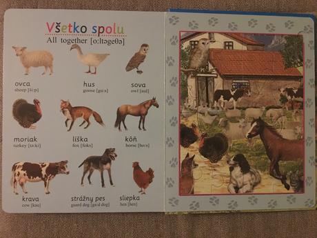 Knižka s 8-mi puzzle s anglickými slovíčkami, 