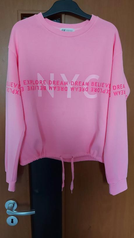 Mikina ružová neon č.146/152, h&m,146