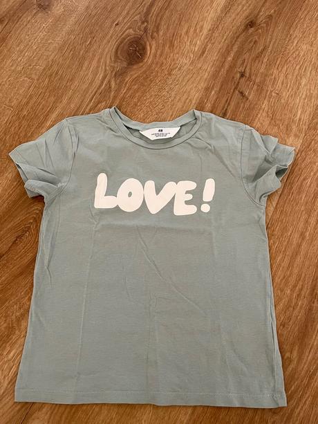 Takmer nenosené tričko s nápisom love 122/128, h&m,122