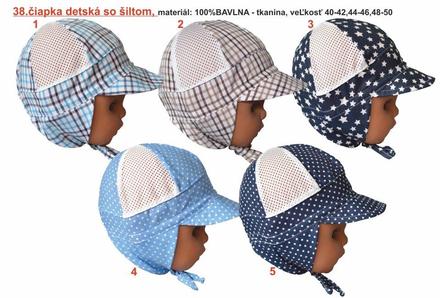 Letná čiapka so šiltom - veľkosť 48-50cm, repal,80 / 86 / 92