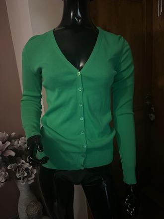 Zelený svetrík s výstrihom do v zn. uc benetton, benetton,m / s