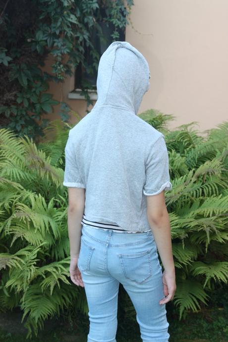 Mikina/croptop s kratkym rukavom, h&m,164