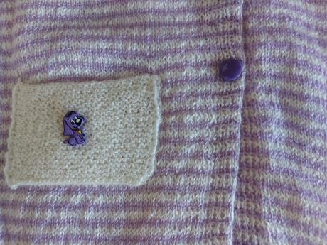 Štrikovaný svetrík bielo-fialový č.80-86, 86