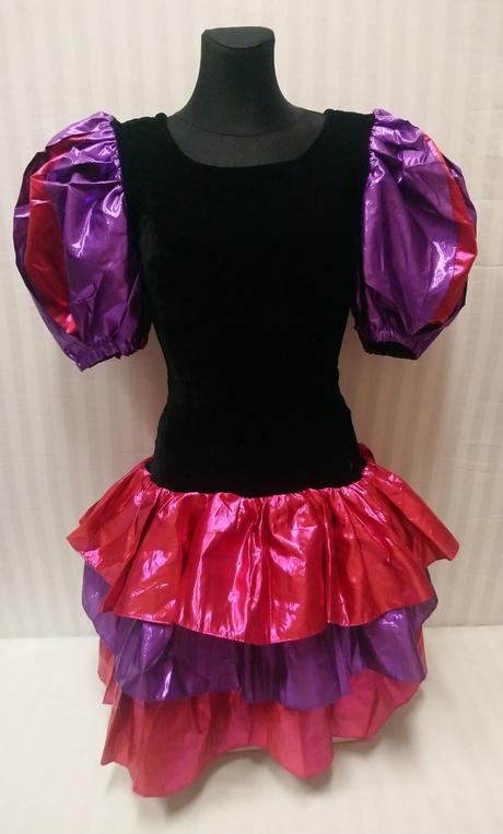 Dámsky čierny - fialovo ružový - kostým šaty, s,