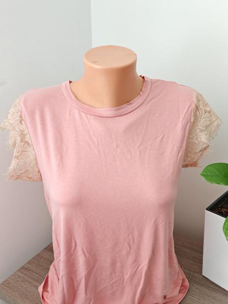 Pudrové ružové tričko krásne m, m