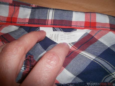 Károvaná flanelová košeľa m/l vzadu dlhšia, h&m,m