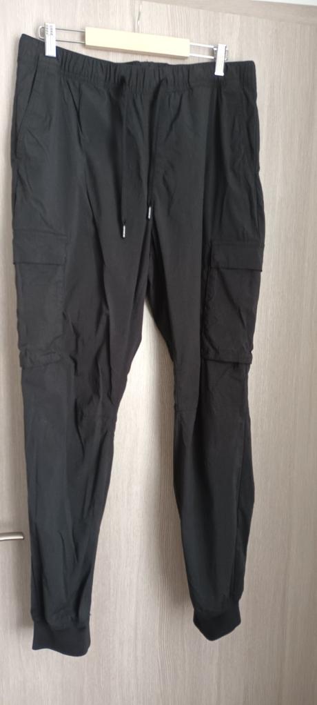 Cierne slim cargo nohavice, h&m,m