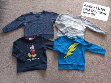 4 mikiny, 98/104, h&m,98