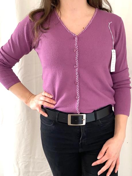 Vlnený kardigan s ozdobným výstrihom, m