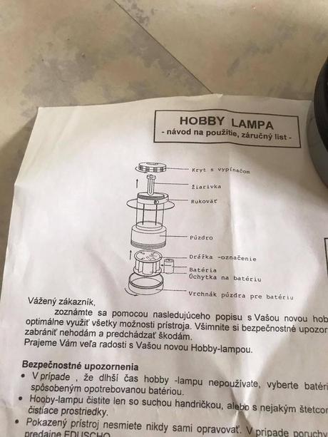 Prenosné svietidlo na baterky,