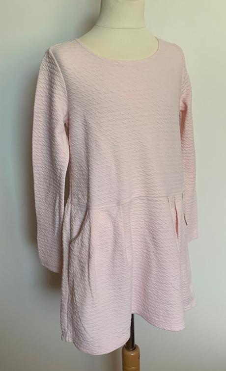 H&m svetloružové šaty s dlhým rukávom, h&m,134