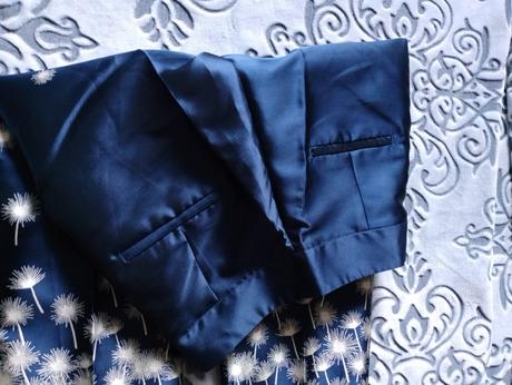 Tmavomodré elegantné žakarove nohavice zara, zara,xs