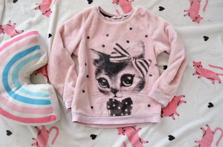 Velúrová teplá mačičková mikina hm-122/128, h&m,122