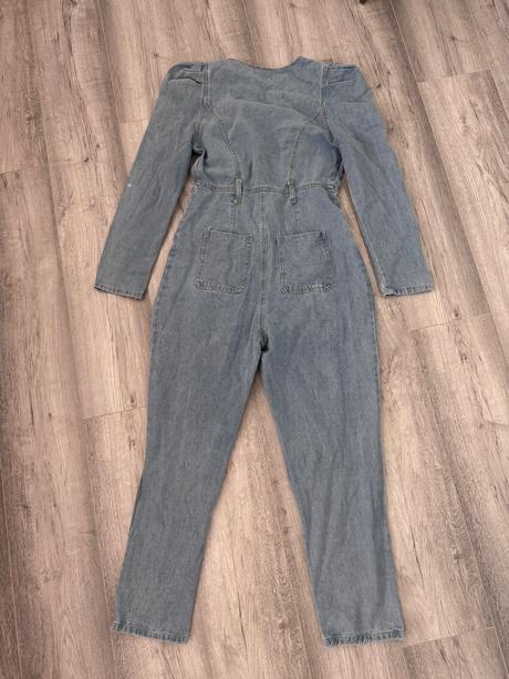 Denimovy overal s nariasenymi rukávmi, s
