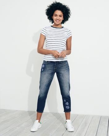 Vysivane boyfriend jeans hollister s a m,1s a 3s, abercrombie&fitch,m / s