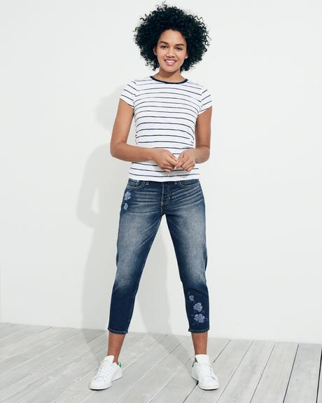 Vysivane boyfriend jeans hollister s a m,1s a 3s, abercrombie&fitch,m / s