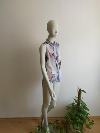 Bledoružová bledomodrá blúzka asymetrickej dĺžky, h&m,36