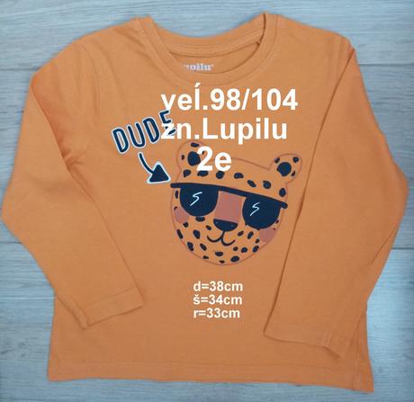 Tričko s dlhým rukávom, veĺ.98/104, zn.lupilu, lupilu,98