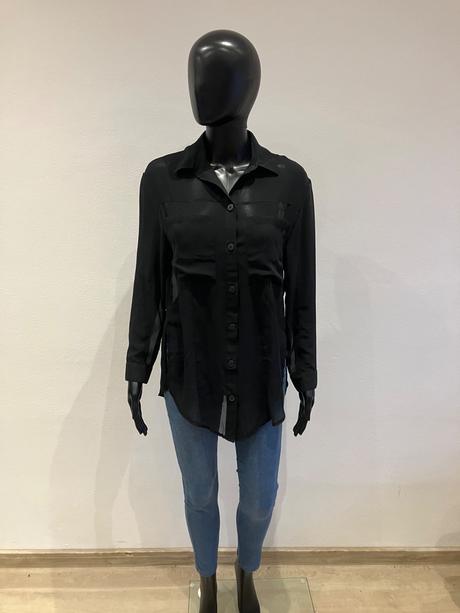Dámska blúzka bershka čierna priesvitná (xs), bershka,xs