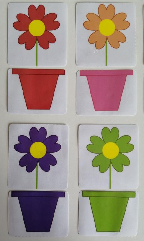 16 ks montessori kartičiek - kvety a kvetináče,