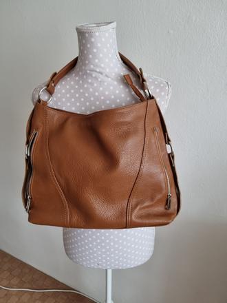 Kvalitná kožená  koňaková kabelka, 