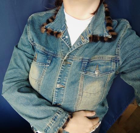 Džínsová bunda s pravou kožušinou, pepe jeans,l