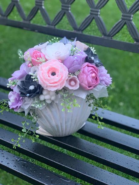 Mydlova kytica v mušli keramika, 