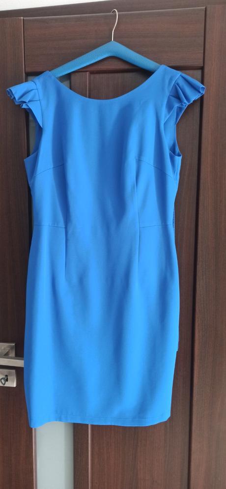 Sýto modré šaty s mašľou vzadu, 40