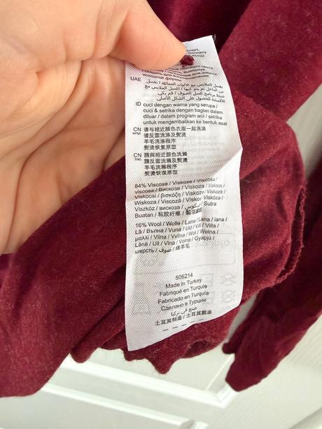 Bordový rolák zo zmesi viskózy a vlny, esprit,m