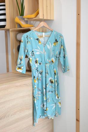 Tyrkysové kvetované šaty uni, 