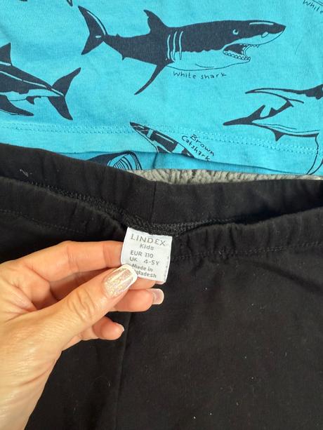 Tričko zo žralokmi hm 110/116 +kratasy lindex, h&m,110