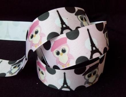 Rypsová stuha 25 mm sovičky, 