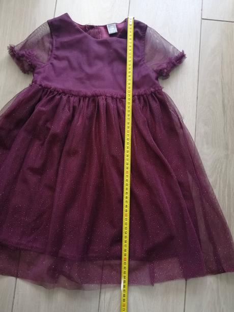 Bordové šaty, suknička s trblietkami, 122