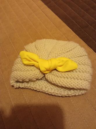 Zimná pletená čiapka s mašľou, 74