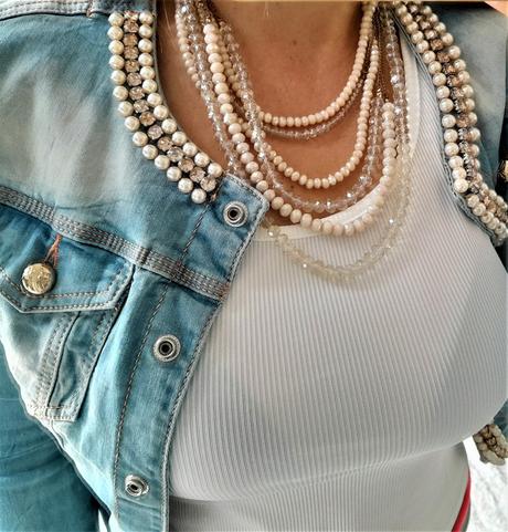 6 radový korálkový náhrdelník,