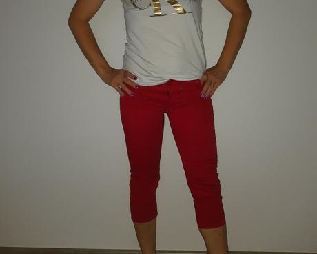 Dámske červené trištvrtaky, bershka,xs