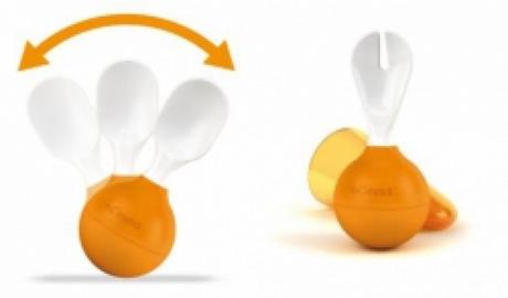 Vidlička na prvé samos. jedenie s okrúhlou bázou,