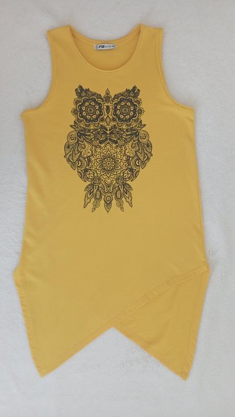 Asymetrické tričko so sovou, xs