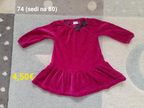 Teple velurove vianocne saty 74/80, 80