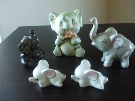 Porcelánové sloníky-5 kusov, 