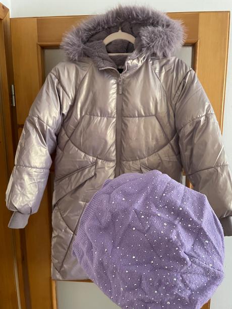 Dievčenská zimná bunda veľ.152 + čiapka zdarma, sinsay,152
