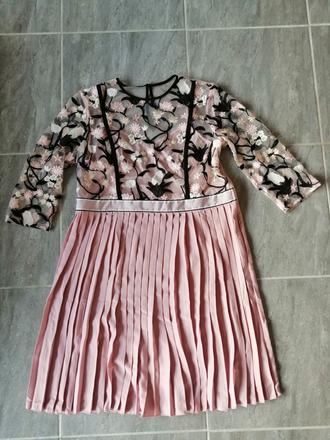 Luxus čipkované ružové šaty v42-46, 44