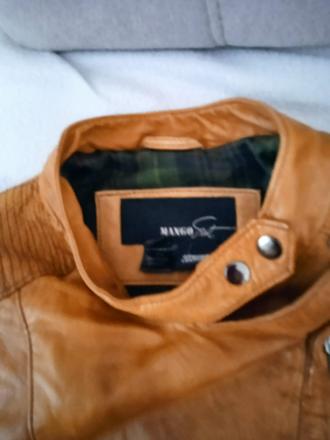 Hnedá kožená bunda, mango,xs