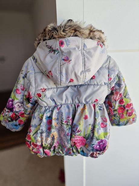 Krásna oteplená bunda s kožušinou 6-12m, 68