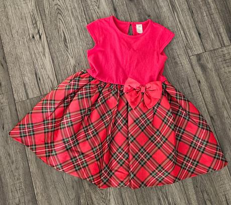 Vianočné kárované šaty s mašličkou h&m 104, h&m,104