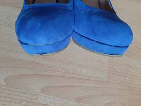 Modré semišové lodičky na platforme, graceland,39