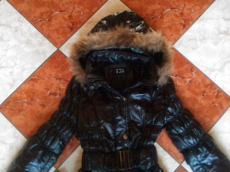 Lesklá čierna bunda, xs