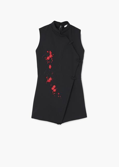 Mango krátky overal qipao so sakura výšivkou, mango,s